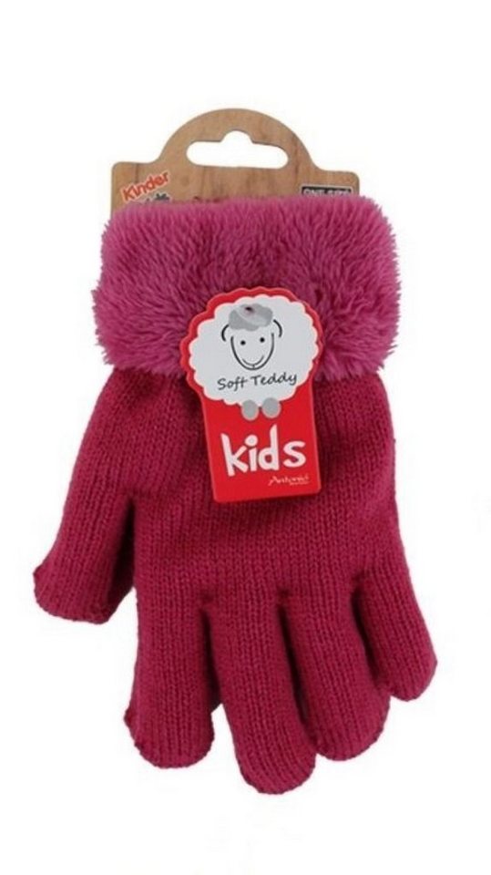 Antonio Strickhandschuhe Kinder Winter Handschuhe, flauschig warme Soft Teddy Füllung (Paar, 2 Einzelne Handschuhe) mit Kunstfell Innenfutter von Antonio