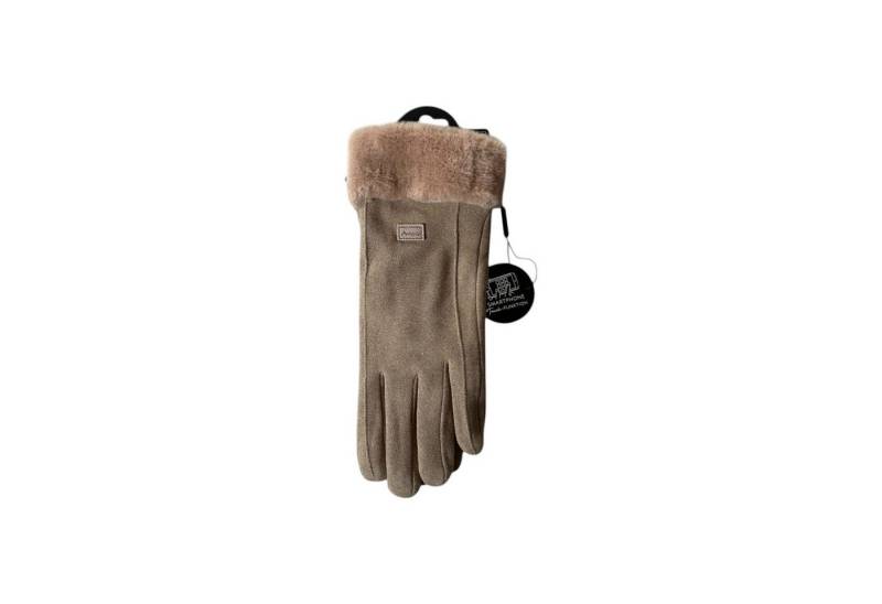 Antonio Strickhandschuhe Wildlederoptik "NY Style" Suede mit Fell (Kein Set, 1-St., 1 Paar Handschuhe) Damen Handschuhe gefüttert » Touchfunktion » Kunstpelz von Antonio