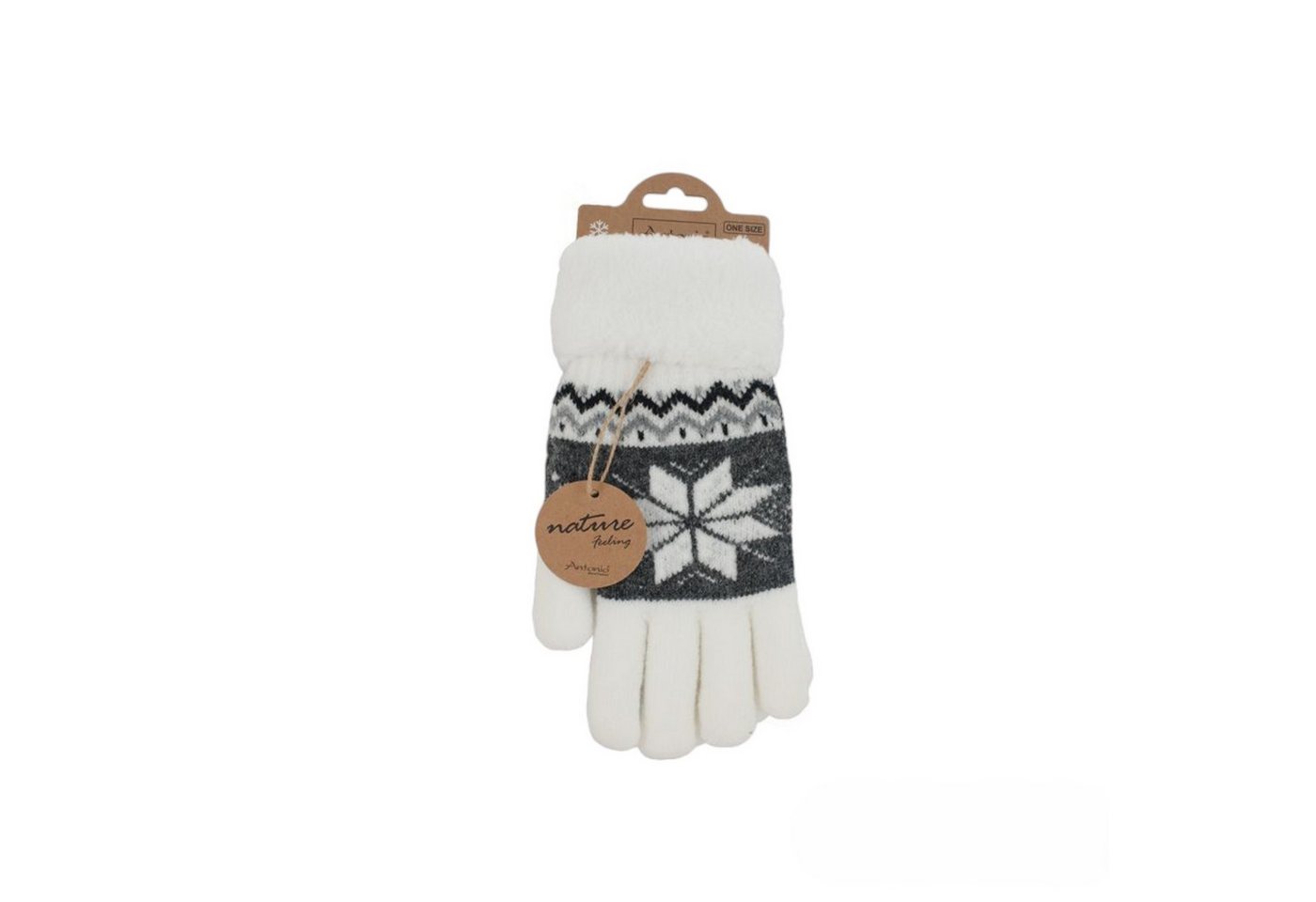Antonio Strickhandschuhe Winter Damen Handschuhe » Fingerhandschuhe Schneeflocke (2 Handschuhe, 2-St., 1 Paar) Gefütterte Teddy Winterhandschuhe » Strickhandschuhe flauschig & warm von Antonio