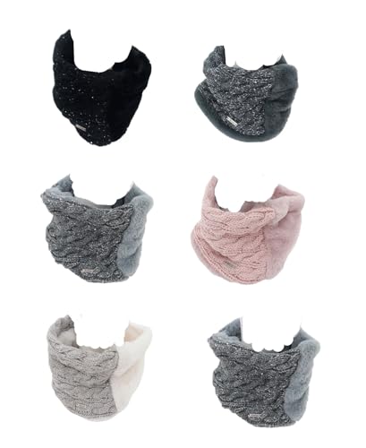 Antonio Winter Damen Loop 2er pack Geflochten Teddy Wollschal Pelzig und Hautfreundlich Weicher Winter schal Warme Ideal Für Kalte Wintertage geschenk (2, Grau/Schwarz) von Antonio