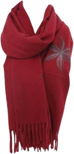 Antonio Winter Damen Schal Warm Winter Weicher Cashmera hochwertiger Scarf Filzschal mit Blumenmuster 180x72 cm Schals und Tücher für abendkleid (Weinrot, 180x72 cm) von Antonio