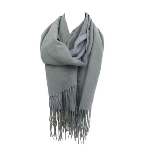 Antonio Zweifarbiger Damen-Schal aus Cashmere 180 x 63 cm mit Fransen Doppelseitig Warm Winter Weicher hochwertiger Scarf Kopftücher für abendkleid (Petrol Oliv) von Antonio