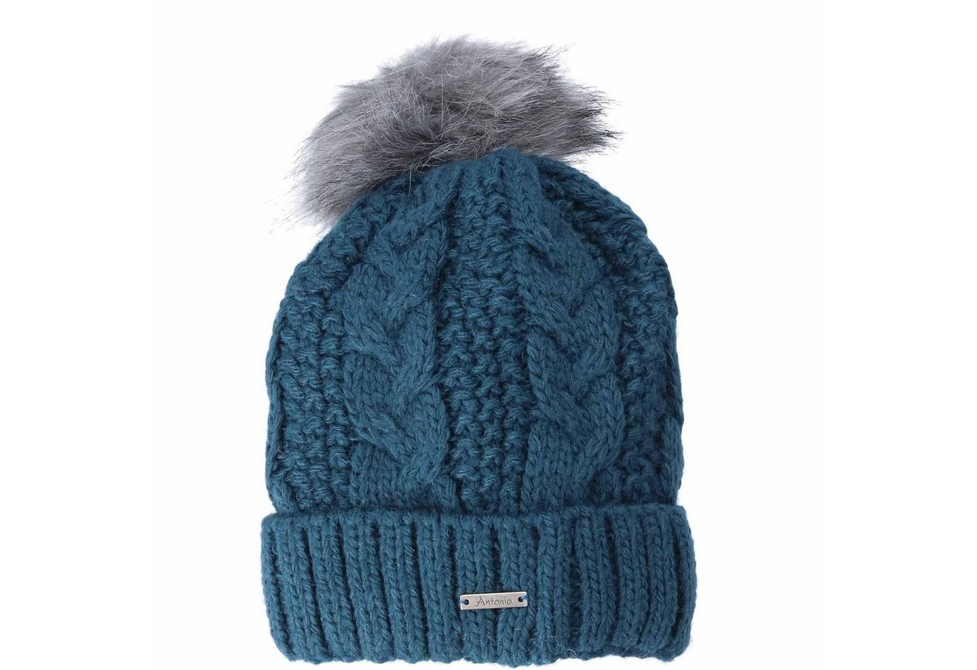 Strickmütze Antonio Damen Wintermütze Bommel blau von Antonio