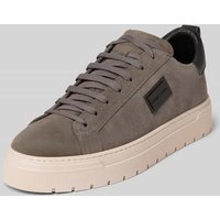 Antony Morato Ledersneaker mit Label-Applikation in Mittelgrau, Größe 40 von Antony Morato