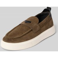 Antony Morato Loafers aus Leder mit Label-Patch Modell 'METAL ROWAN' in Taupe, Größe 40 von Antony Morato