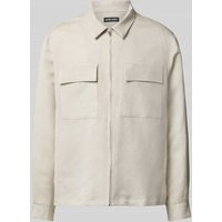 Antony Morato Regular Fit Leinenhemdjacke mit Reißverschluss in Beige, Größe 48 von Antony Morato