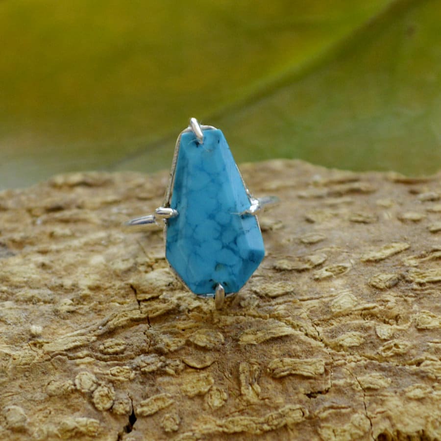 Dornröschen Türkis Ring Sarg Flach 925 Sterling Silber von Antragemsnjewels