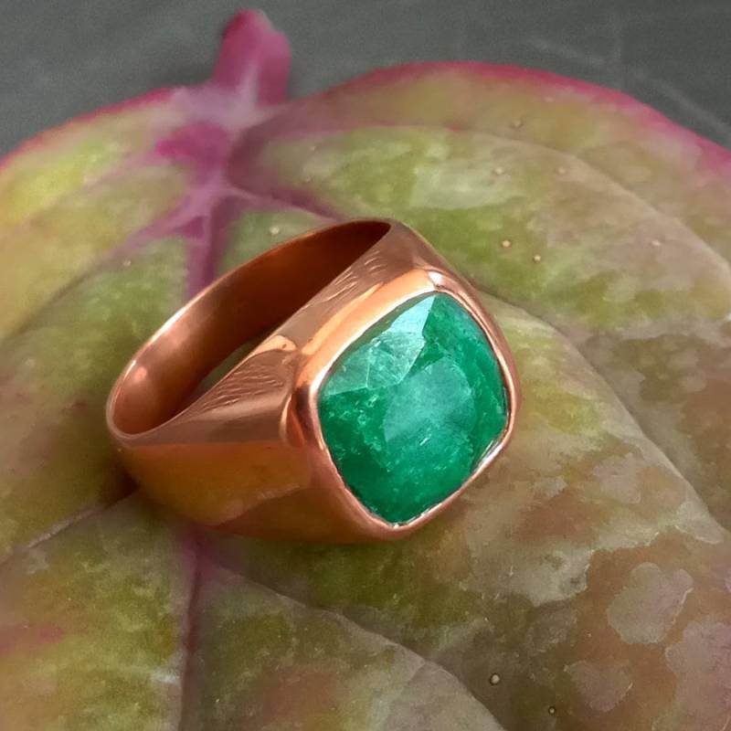Grüner Smaragd Ring Kissen Mai Geburtsstein, Rosegold Sterling Silber Grüner Smaragd Ring Kissen Mai Geburtsstein, Rosegold Sterling Silber von Antragemsnjewels