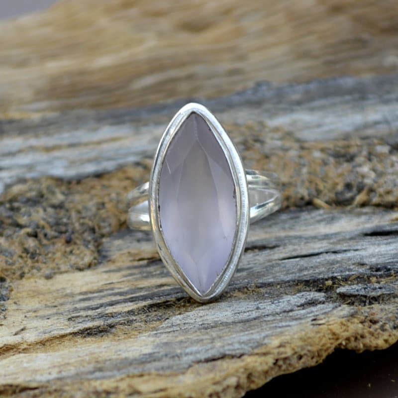 Marquise Rosenquarz Ring 925 Sterling Silber Edelstein Ring von Antragemsnjewels