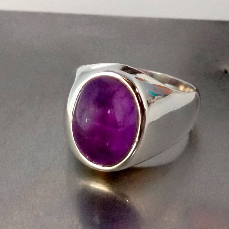 Natürlicher Amethyst-Ring 925 Sterlingsilber, Lila Cabochon-Stein Natürlicher Amethyst-Ring 925 Sterlingsilber, Lila Cabochon-Stein von Antragemsnjewels