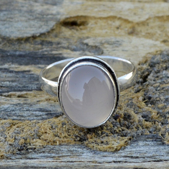 Oval Rosenquarz 925 Sterling Silber Ring Geburtsstein Schmuck von Antragemsnjewels
