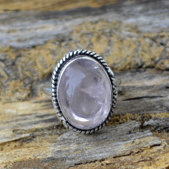 Ovaler Rosenquarz Ring 925 Sterling Silber Edelstein Ring von Antragemsnjewels