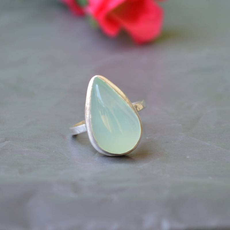 Pear Aqua Chalcedon Ring 925 Sterling Silber Geburtsstein Pear Aqua Chalcedon Ring 925 Sterling Silber Geburtsstein von Antragemsnjewels