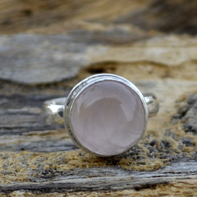 Rund Rosenquarz Ring 925 Sterling Silber Geburtsstein Ring Rund Rosenquarz Ring 925 Sterling Silber Geburtsstein Ring von Antragemsnjewels
