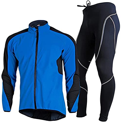 Antrect Herren Radtrikot Set Langarm Fahrradtrikot Fleece Rennrad Trikot Herren Fahrradbekleidung Winddicht Atmungsaktiv mit 3D Sitzpolster von Antrect