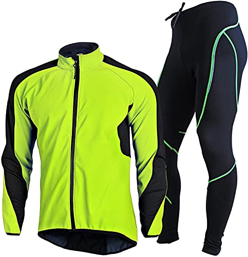 Antrect Herren Radtrikot Set Langarm Fahrradtrikot Fleece Rennrad Trikot Herren Fahrradbekleidung Winddicht Atmungsaktiv mit 3D Sitzpolster von Antrect