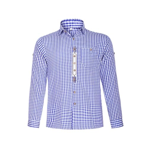Antsparty Trachtenhemd Herren Oktoberfest Hemd Outfit, Rot Blau Kariert Langarm Trachten Hemd, Herren Oktoberfest Karohemd Freizeithemd von Antsparty