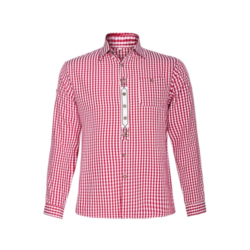 Antsparty Trachtenhemd Herren Oktoberfest Hemd Outfit, Rot Blau Kariert Langarm Trachten Hemd, Herren Oktoberfest Karohemd Freizeithemd von Antsparty