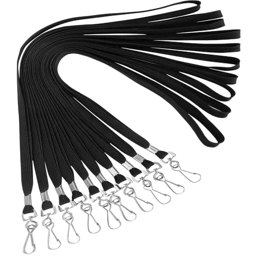 Antspirit Lanyard aus Baumwolle mit Clip, flacher Lanyard mit Drehhaken, Lanyards für Schlüsselketten, Ausweis-Badge-Clip, 81,2 cm, 50 Stück 50 Schwarz von Antspirit