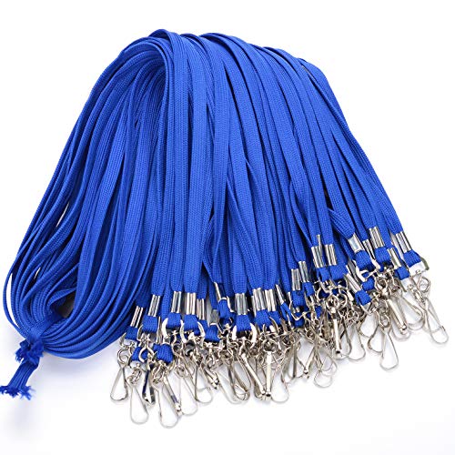 Antspirit Lanyard aus Baumwolle mit Clip, flacher Lanyard mit Drehhaken, Lanyards für Schlüsselketten, Ausweis-Badge-Clip, 81,2 cm, 50 Stück 50 blau von Antspirit