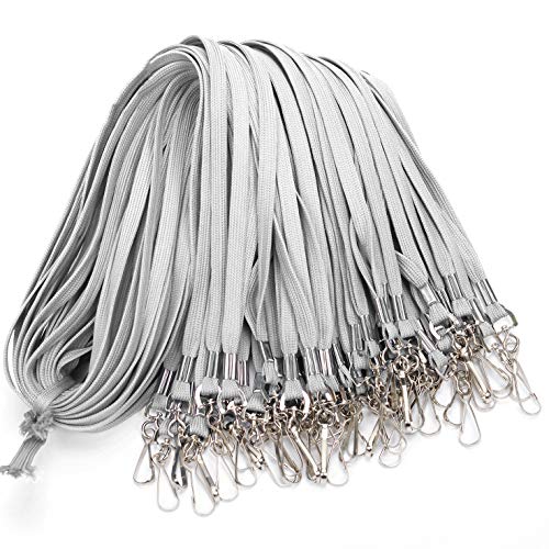 Antspirit Lanyard aus Baumwolle mit Clip, flacher Lanyard mit Drehhaken, Lanyards für Schlüsselketten, Ausweis-Badge-Clip, 81,2 cm, 50 Stück 50 grau von Antspirit