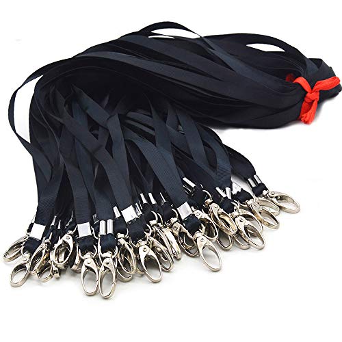 Schlüsselbänder für Ausweise/Namensschilder, Nylon, flaches Umhängeband, drehbarer Clip, langlebig, gewebt, Herren, Damen, Büro, 50 Stück 50 Schwarz von Antspirit