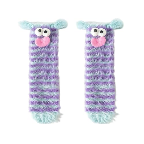 Anttyscar Warm Cozy Fluffy Cartoon Monster Socks Kuschelsocken Damen 3D Soft Floor Flauschige Socken Dicke Winter Socken Wärmebettsocken Funny Fuzzy Socks Stoppersocken für Damen Winter von Anttyscar