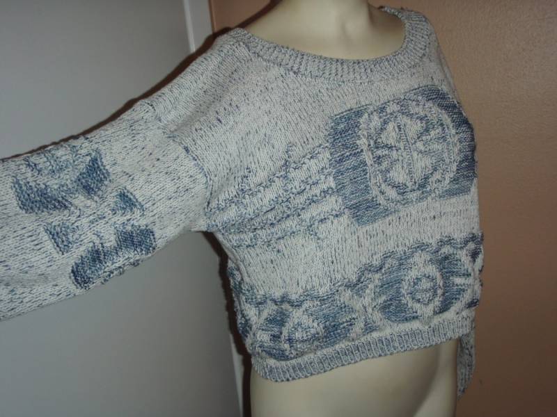 Hässliche Pullover 90Er Eine Größe Passt Den Meisten Crop Top Mit Coolen Stricken Print Equipt von Antweakin