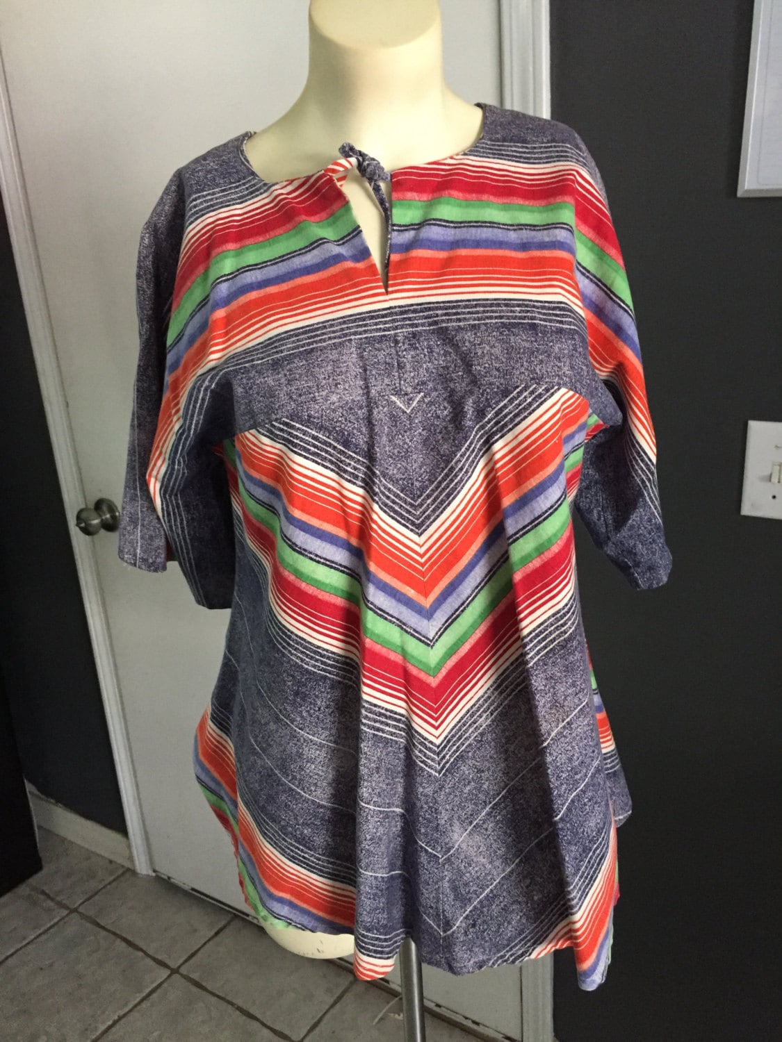Tolle 70Er Jahre Echte Vintage Hippie-streifen Bluse Größe 6 von Antweakin