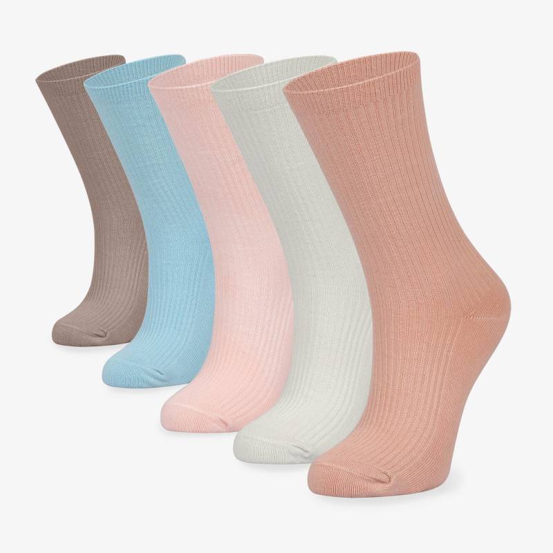 5 Paar Pastellfarbe Damensocken Frauensocken Ohne Gummi Strümpfe Socken Baumwolle Uni Komfort Size 36-40 von Antx24