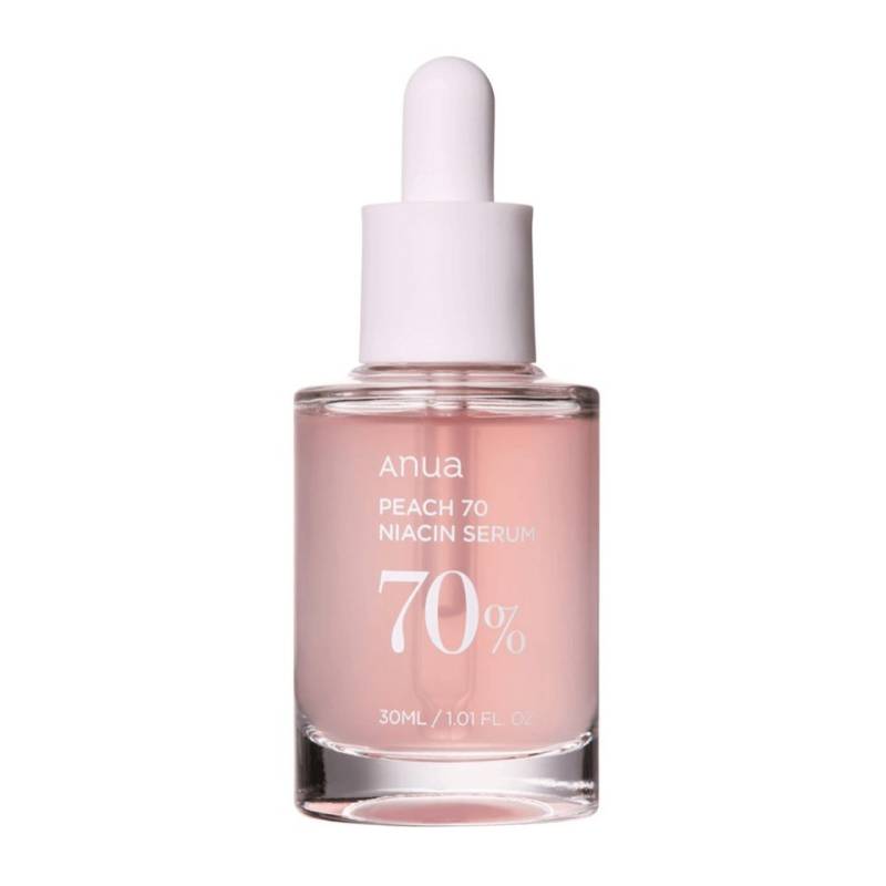 Anua Gesichtsserum Peach 70 Niacinamide Serum 30 ml – Aufhellendes Serum mit 70% Pfirsichextrakt & 5% Niacinamid zur Reduktion von Pigmentflecken, für gleichmäßigen Hautton, verfeinerte Poren – Niacin Serum von Anua