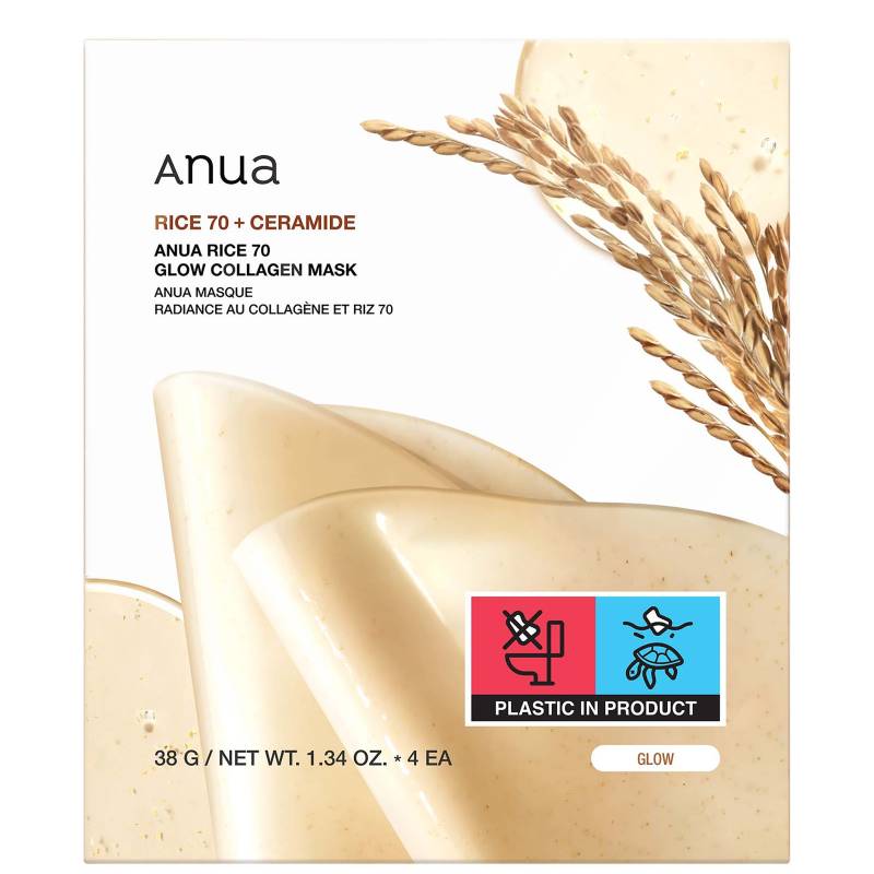 Anua Rice 70 Glow Collagen Mask (4 Sheets) 38g von Anua