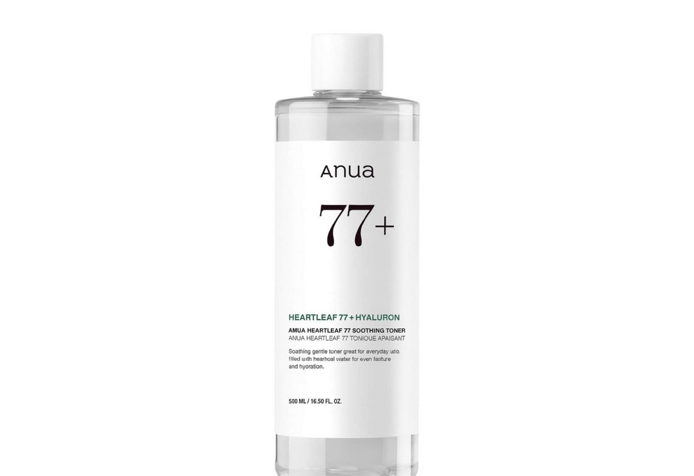 Anua Toner Heartleaf 77% Soothing Toner 500 ml – beruhigendes Gesichtswasser für empfindliche Haut mit Houttuynia Cordata, Centella Asiatica & Panthenol, feuchtigkeitsspendender, sanfter Toner zur Pflege von Anua