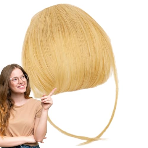 Anulely Bang-Extensions Clip-Echthaar, Clip- -Pony-Echthaar | Clip- -Air-Bangs-Echthaarverlängerungen - Naturfarbene Fransen-Haarteile, stilvolle Haarverlängerung mit ordentlichem Pony für Mädchen von Anulely