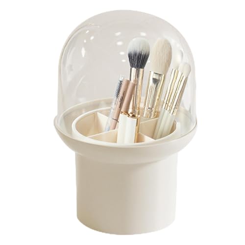 Anulely Make-up-Pinsel-Organizer mit Deckel, Make-up-Pinselhalter mit Deckel, Organizer mit 4 Fächern für Make-up-Pinsel, Kosmetikbehälter, Besteck,, weiß, Se référer au descriptif, Siehe Beschreibung von Anulely