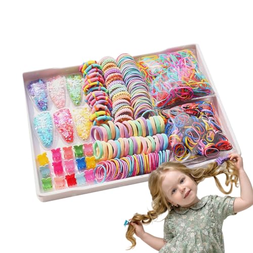 Niedliches Haar-Zubehör-Set | Pferdeschwanz-Halter, buntes elastisches Haarbänder-Set, mehrfarbige Haargummis, Mädchen-Haar-Zubehör-Set, buntes elastisches Haarbänder-Set für Party von Anulely