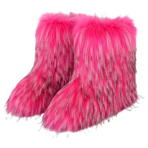 Damen Faux Boot Warm Mid Calf Boots Bequeme Gefütterte Booties für Freundin Mutter von Anulely