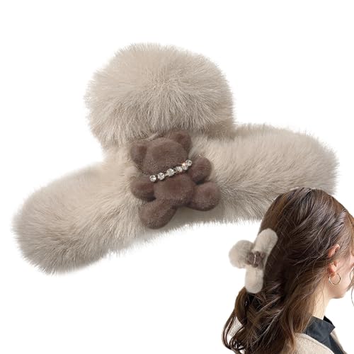 Haarkrallenklammer aus flauschigem Plüsch | -Haarspange, große Haarspange, niedliche Plüschtier-Haarspangen für Freunde, Mädchen, von Anulely