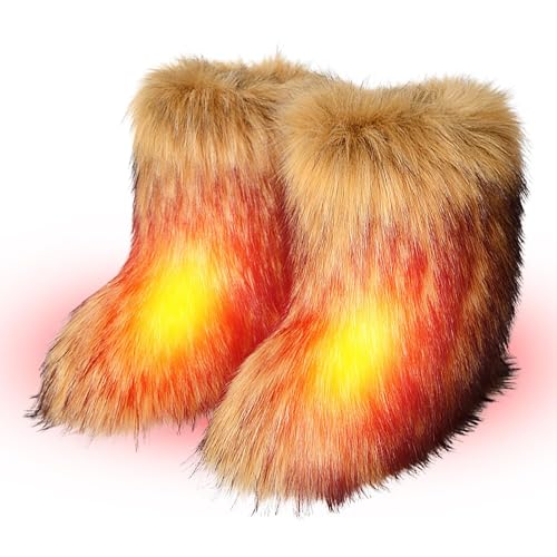 Pelzstiefel Winter Outdoor Flache Schuhe Faux Boots Warme Pelzstiefel mit Gummisohle und Thermofutter für Familie Freunde College von Anulely