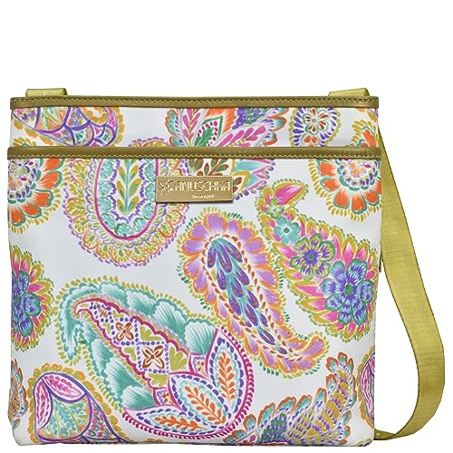 Anuschka Crossbody Tasche mit Einsteckfach - Wanderlust Kollektion - Nylonstoff mit Leder Trim und Kunstdruck - Boho Paisley von Anuschka