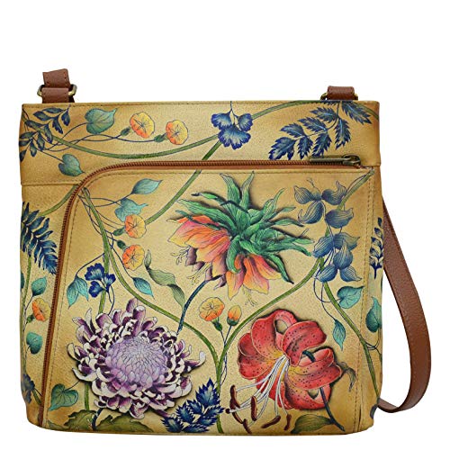 Anuschka Handbemalte Crossbody Tasche mit Organizerfach & RFID-Schutz - Caribbean Garden von Anuschka