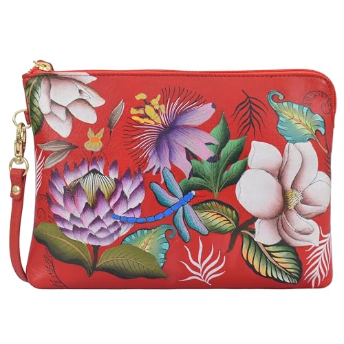 Anuschka Damen Hand Painted Leather Wristlet Wallet-Crimson Garden Handbemalte Geldbörse aus echtem Leder von Anuschka