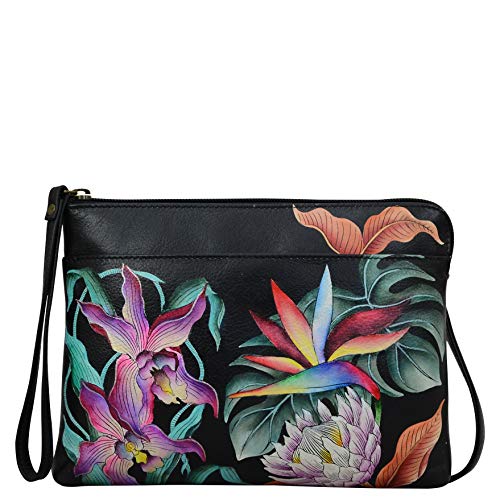 Anuschka Handbemalte 3-in-1 Clutch aus echtem Leder - Island Escape Black von Anuschka