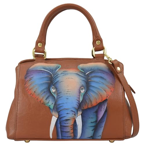 Anuschka Damen Original Echtleder handbemalt klein Multicompartment Satchel, Afrikanischer Elefant, Einheitsgröße von Anuschka