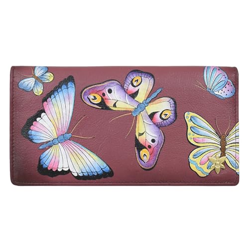 Anuschka Damen Original handbemalte Clutch aus echtem Leder, Fabulous Flutter Rubin, Einheitsgröße von Anuschka