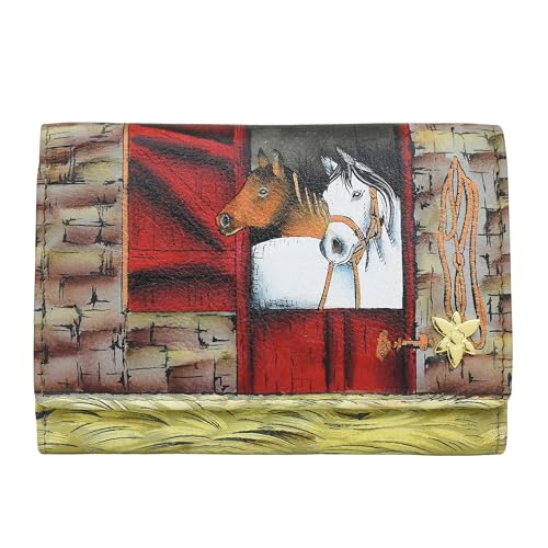 Anuschka Damen Original handbemalte Geldbörse aus echtem Leder, dreifach gefaltet, Country Life, Einheitsgröße von Anuschka