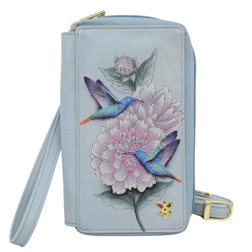 Anuschka Damen Original handgemalte Echtleder Smartphone Tasche & Geldbörse, Regenbogenvögel, Einheitsgröße von Anuschka
