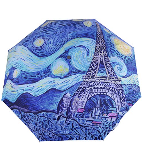 Anuschka Damen Regenschirm mit handgemaltem Kunstdruck - Duomatik zum Öffnen/Schließen - 97 cm - UPF 50+ - Wasserdichtes Obermaterial - Windresistent - Love In Paris von Anuschka
