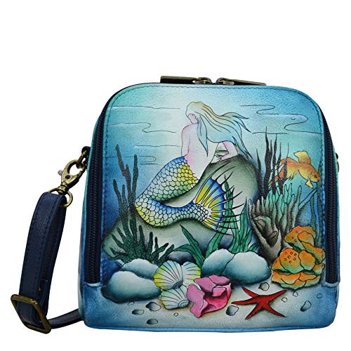 Anuschka Handbemalte Organiser Tasche aus echtem Leder mit Reißverschluss - Little Mermaid von Anuschka