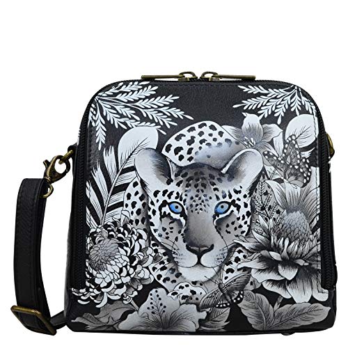 Anuschka Handbemalte Organiser Tasche aus echtem Leder mit Reißverschluss - Cleopatra Leopard von Anuschka